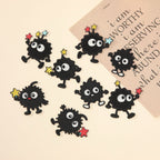 eight kawaii soot sprite anime embroidered stick-on patches complete set