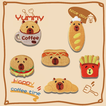 Happy Capybara Coffee Time Embroidered Patches - Multiple Designs Available - CheerCove