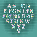 Cute Floral Alphabet Patches(Stick-On)