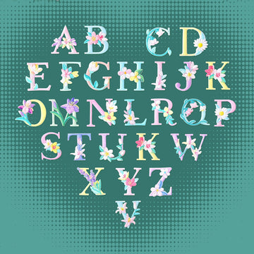 Cute Floral Alphabet Patches(Stick-On)