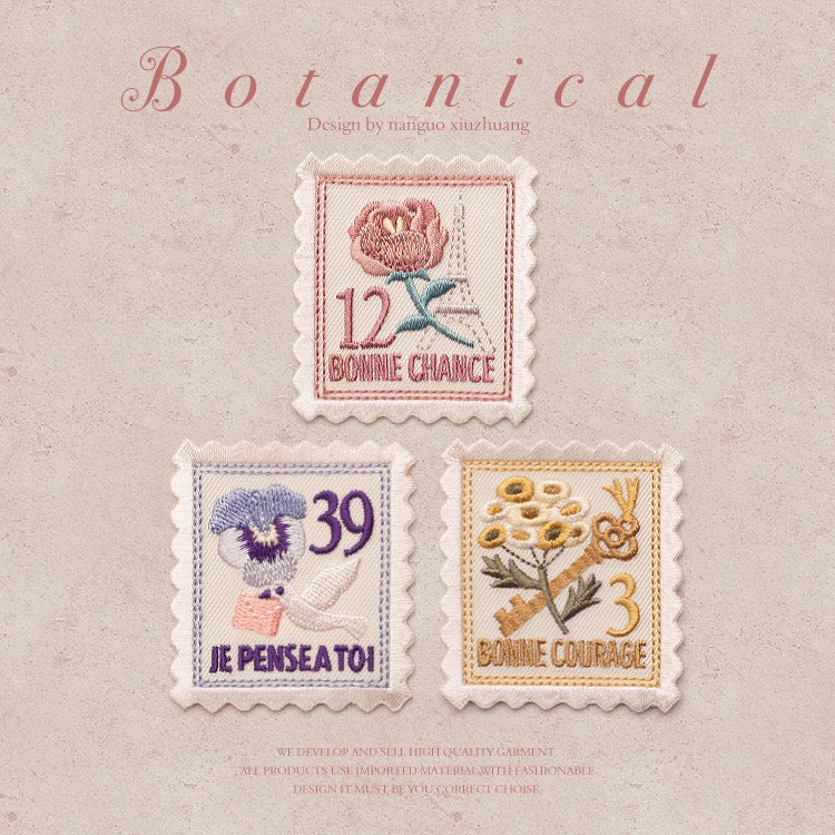 Flower Stamps Embroidered Patches - Multiple Designs Available - CheerCove