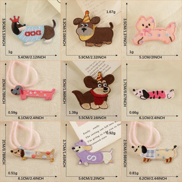 full set of 9 cute dog and cat party stick-on embroidered patches