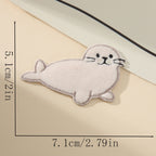 snow white harp seal fluffy kawaii embroidered stick-on patch