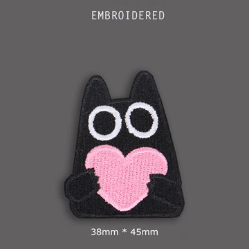 Black Cat with Pink Patches(Stick-On)