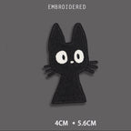 startled black cat embroidered stick-on patch