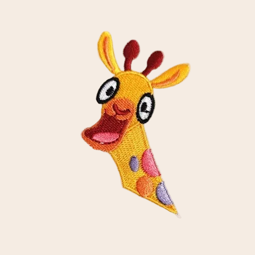 quirky cute giraffe embroidered stick-on patches collection