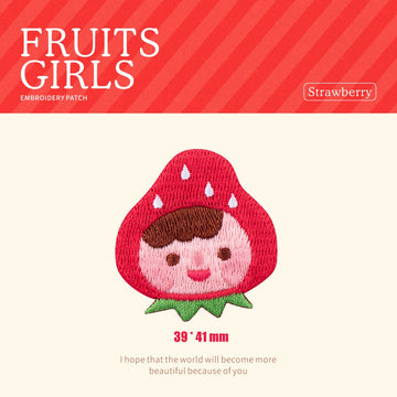 sweet strawberry girl kawaii embroidered stick-on patch