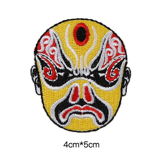 golden warrior Peking Opera face mask embroidered stick-on patch