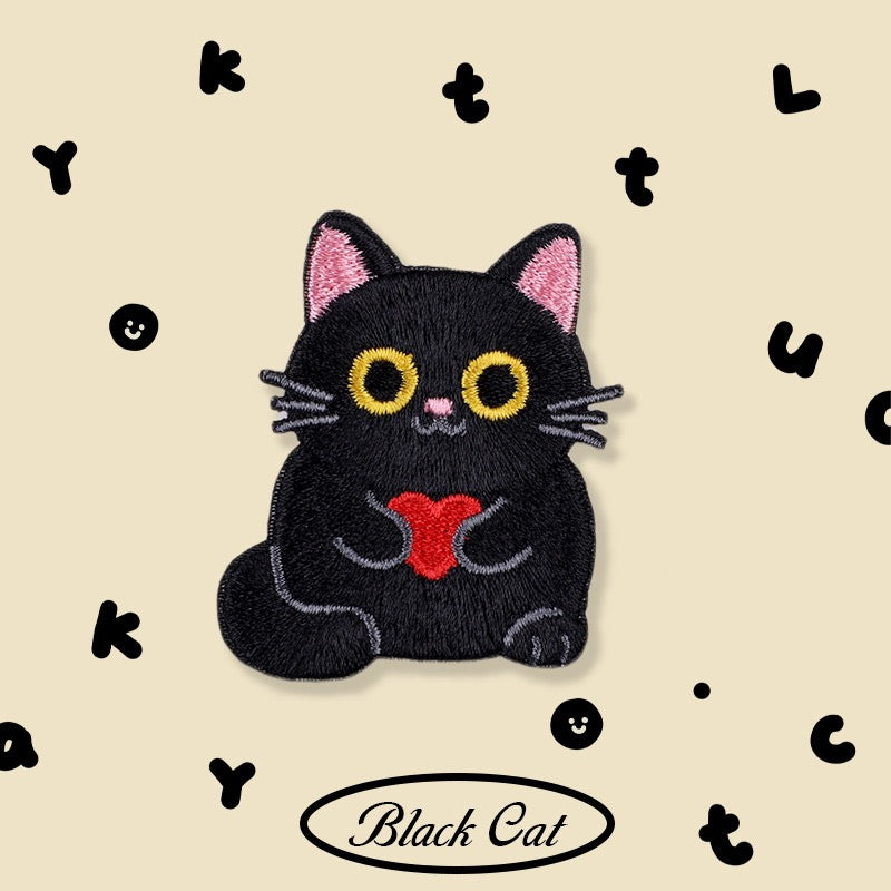 Pink-Eared Black Kitten Patches (Stick-On)