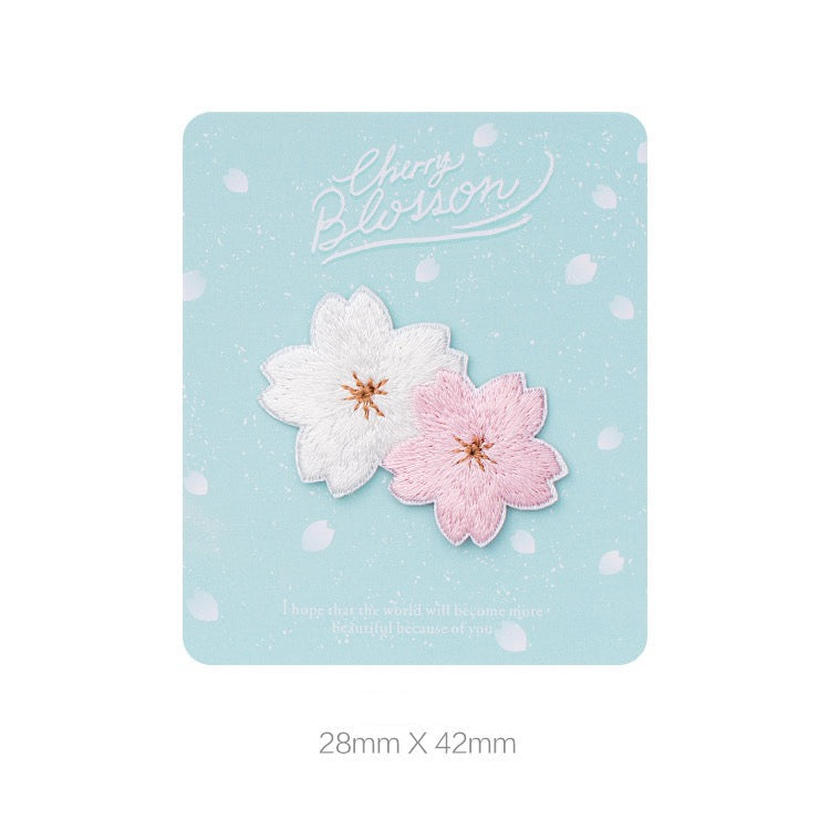 Blush & White Cherry Blossom Patches (Iron-On)