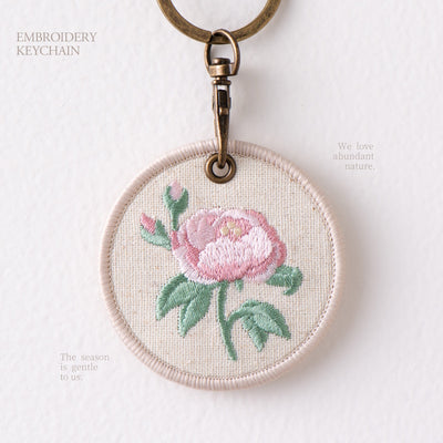Botanical Floral Double-Sided Embroidered Keychain Charms