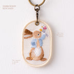 gathering wildflowers storybook bunny double-sided embroidered keychain charm