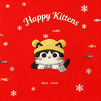 tuxedo twin-pom beanie kitten embroidered stick-on patch