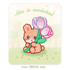 bunny with giant tulips alice rabbit embroidered stick-on patch