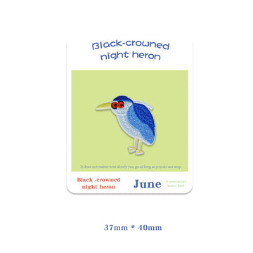 black-crowned night heron classic standing embroidered stick-on patch
