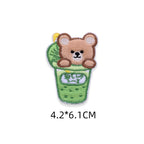 moody brown bear matcha latte bubble tea kawaii embroidered stick-on patch