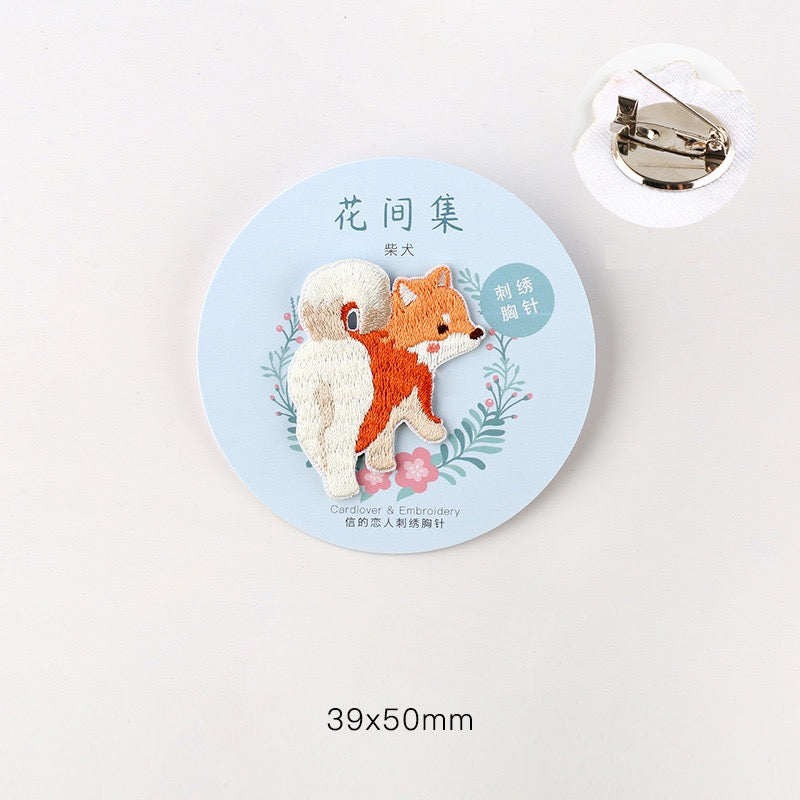 Embroidered Pins of Lovely Pets