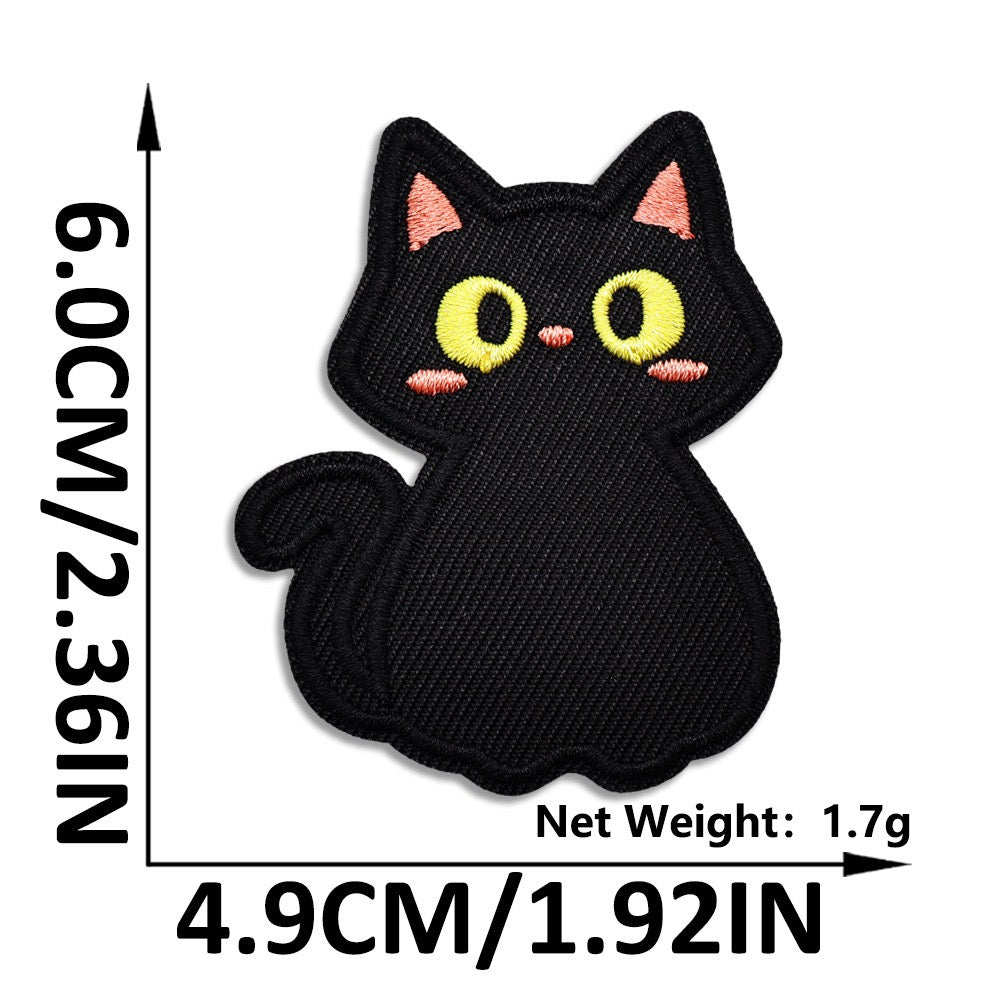 wide-eyed wonder void cat whimsical embroidered stick-on patch