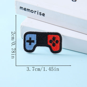 blue and red game controller embroidered stick-on patch