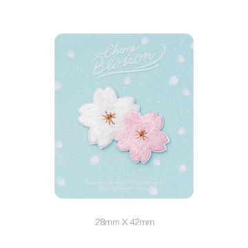 Blush & White Cherry Blossom Embroidered Patches - Multiple Designs Available - CheerCove