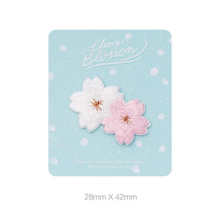Blush & White Cherry Blossom Embroidered Patches - Multiple Designs Available - CheerCove