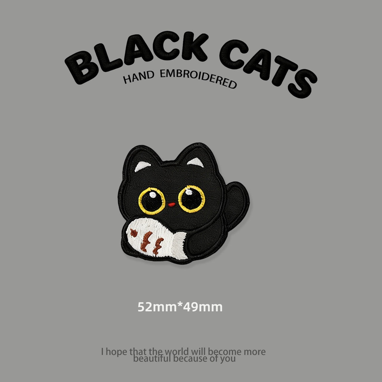 Scarf-Wearing Black Cat Patches (Stick-On)