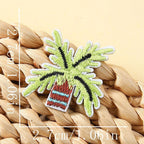 sunny palm tree abstract groovy embroidered stick-on patch