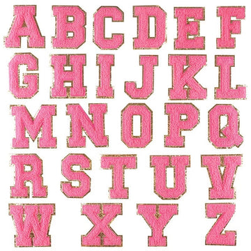 6-Color Suede Gold Trim Alphabet Patches (Iron-On)