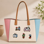 cozy dog daily life embroidered stick-on patch on canvas tote bag
