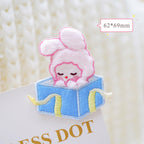 dreaming bunny in blue gift box plush embroidered stick-on patch