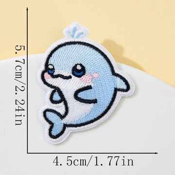 floating dolphin kawaii embroidered stick-on patch