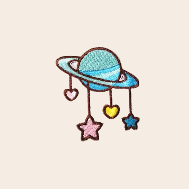 crescent moon with star and cloud dreamy celestial embroidered stick-on patch poster