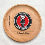 thots and prayers embroidered stick-on patch size reference — approximately 75mm diameter
