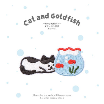Cat and Goldfish Embroidered Patches - Multiple Designs Available - CheerCove