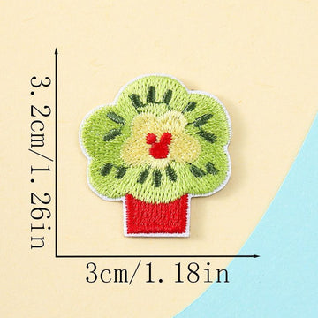 potted kiwi cactus pastel botanical embroidered stick-on patch
