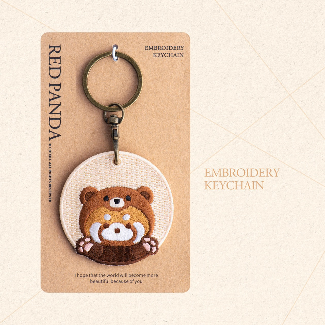 Lovely Double-Sided Embroidered Red Panda Charms