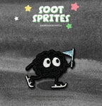 soot sprite ice skating with blue flag embroidered stick-on patch