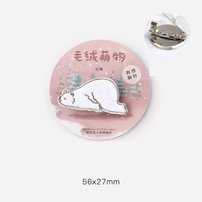 Embroidered Pins of Cute Animals