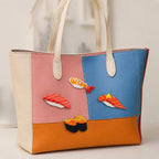 japanese sushi embroidered stick-on patches on canvas tote bag