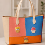 mini potted succulent embroidered stick-on patch on canvas tote bag