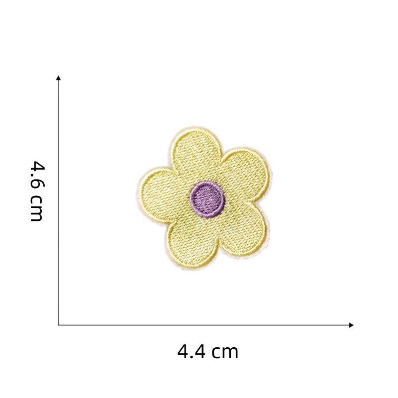 lemon and lavender pastel macaron flower embroidered stick-on patch