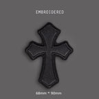 Black Faux Leather Cross Embroidered Patches - CheerCove