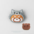 Embroidered Pins of a Cute Red Panda in a Hat