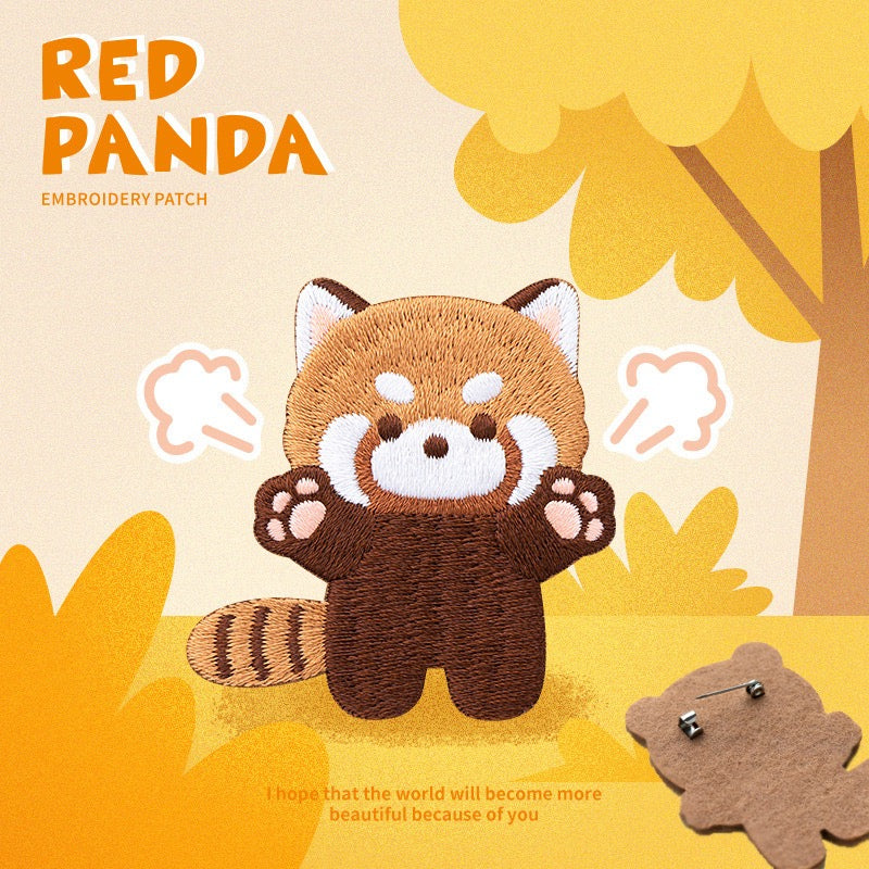 Embroidered Pins of Cute Red Panda
