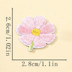 baby pink cosmos flower embroidered stick-on patch