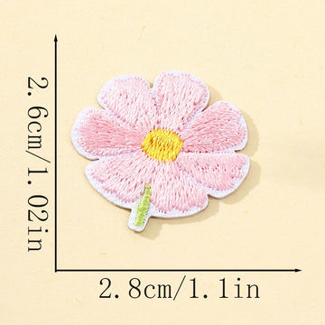 baby pink cosmos flower embroidered stick-on patch