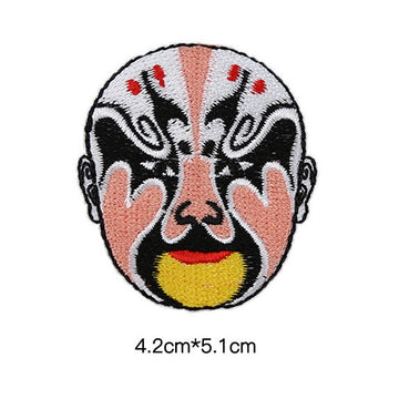 pinkish scholar Peking Opera face mask embroidered stick-on patch