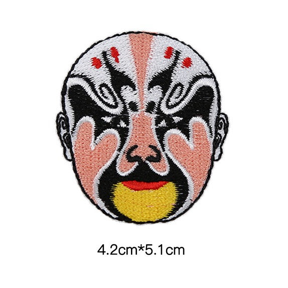 pinkish scholar Peking Opera face mask embroidered stick-on patch