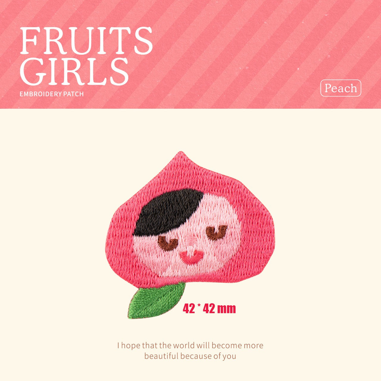 juicy peach girl kawaii embroidered stick-on patch
