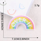 over it pastel rainbow quote embroidered stick-on patch
